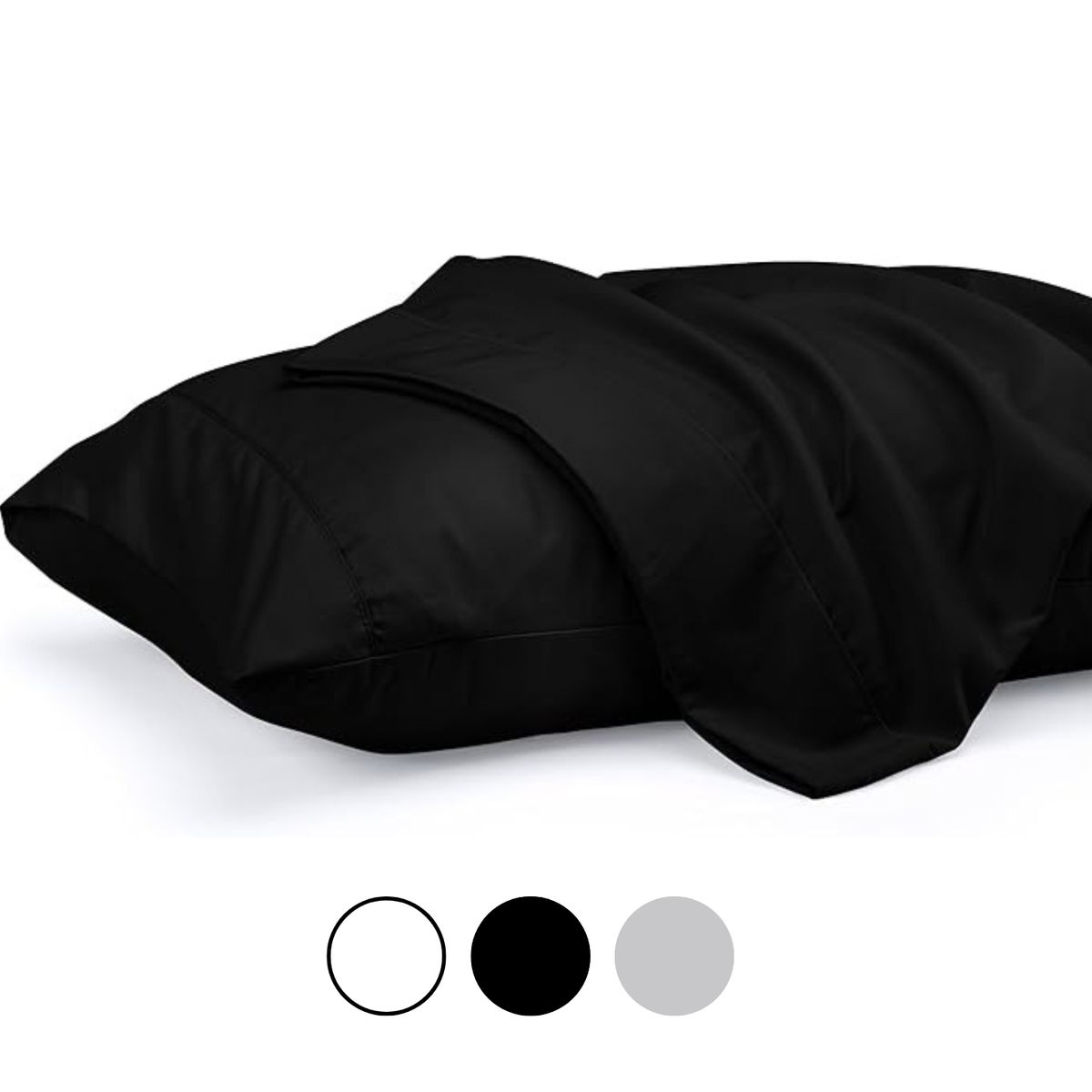 AZ AURAZEUS - Set 2 Fundas De Almohada 50 x 90 Negra Suave Hilos Aura Zeus