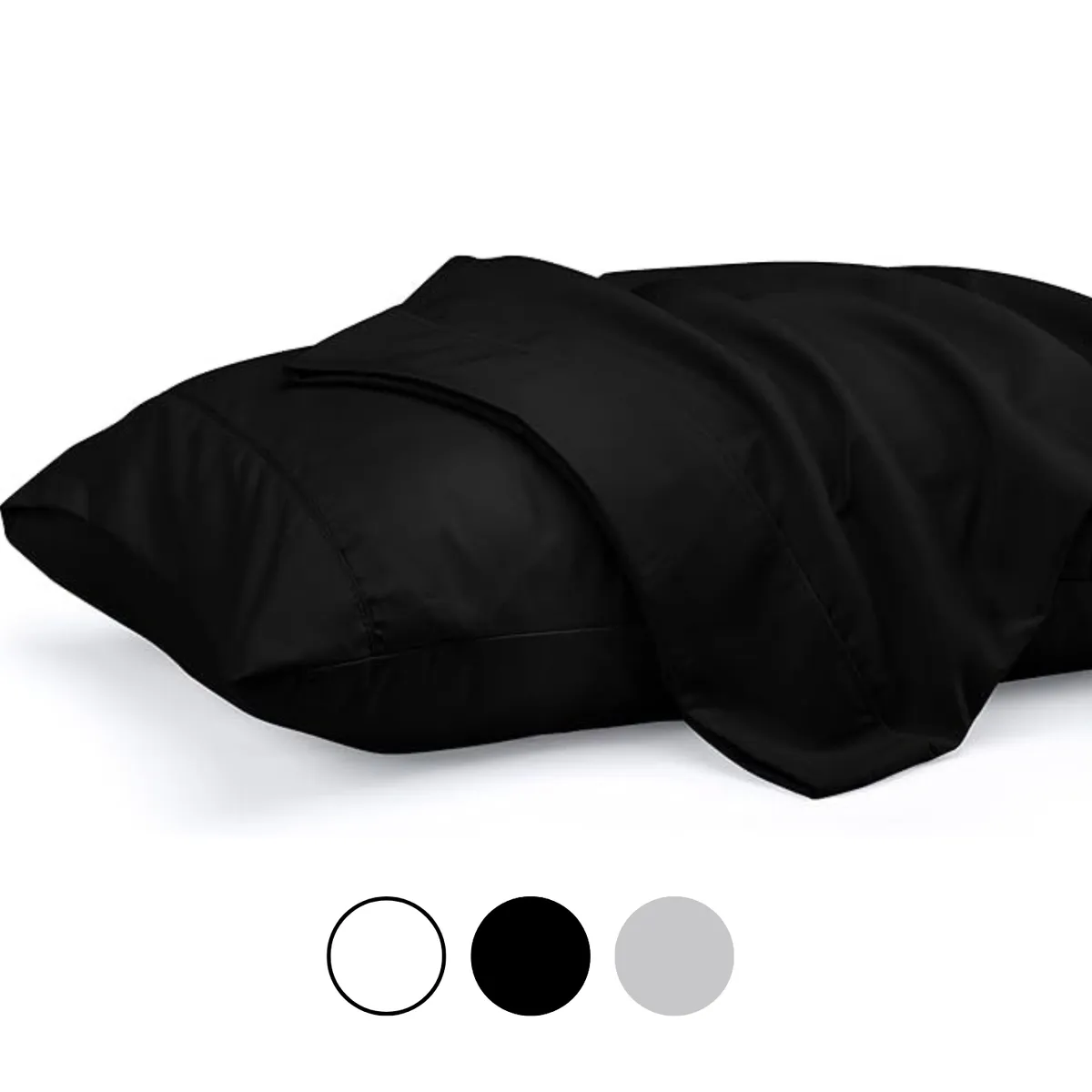 AZ AURAZEUS - Set 2 Fundas De Almohada 50 x 90 Negra Suave Hilos Aura Zeus