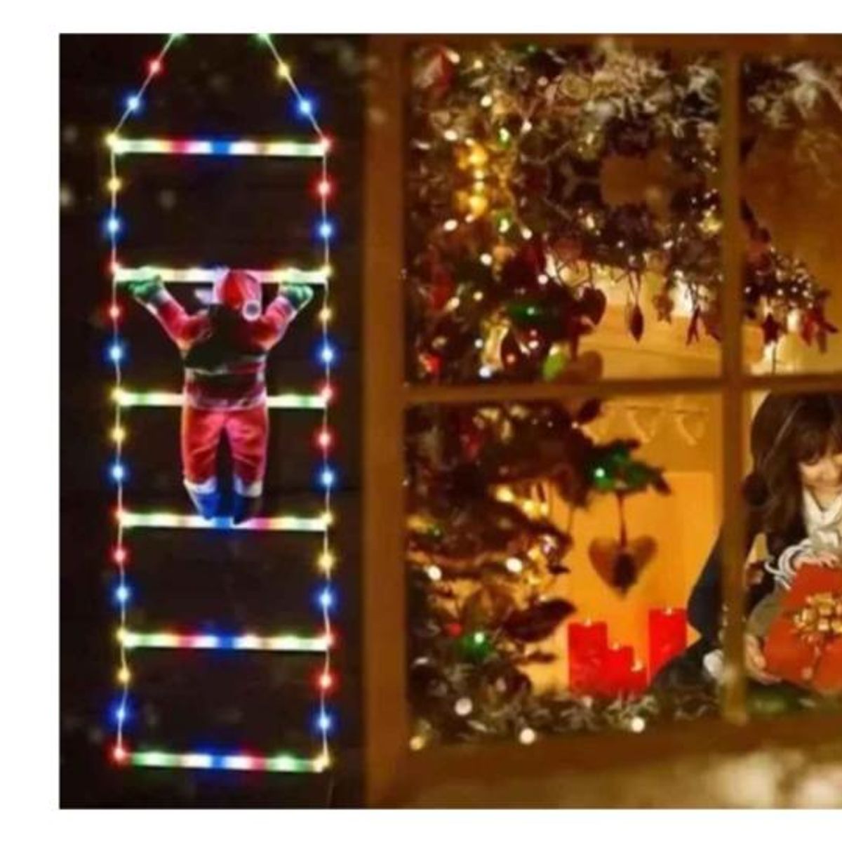 GENERICO - Escalera Viejito Pascuero Con Luces Led Solar 160cm Navidad campana Multicolor