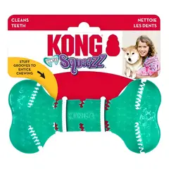 KONG - Dental Squeezz Bone Hueso Dental Con Textura Talla M Verde
