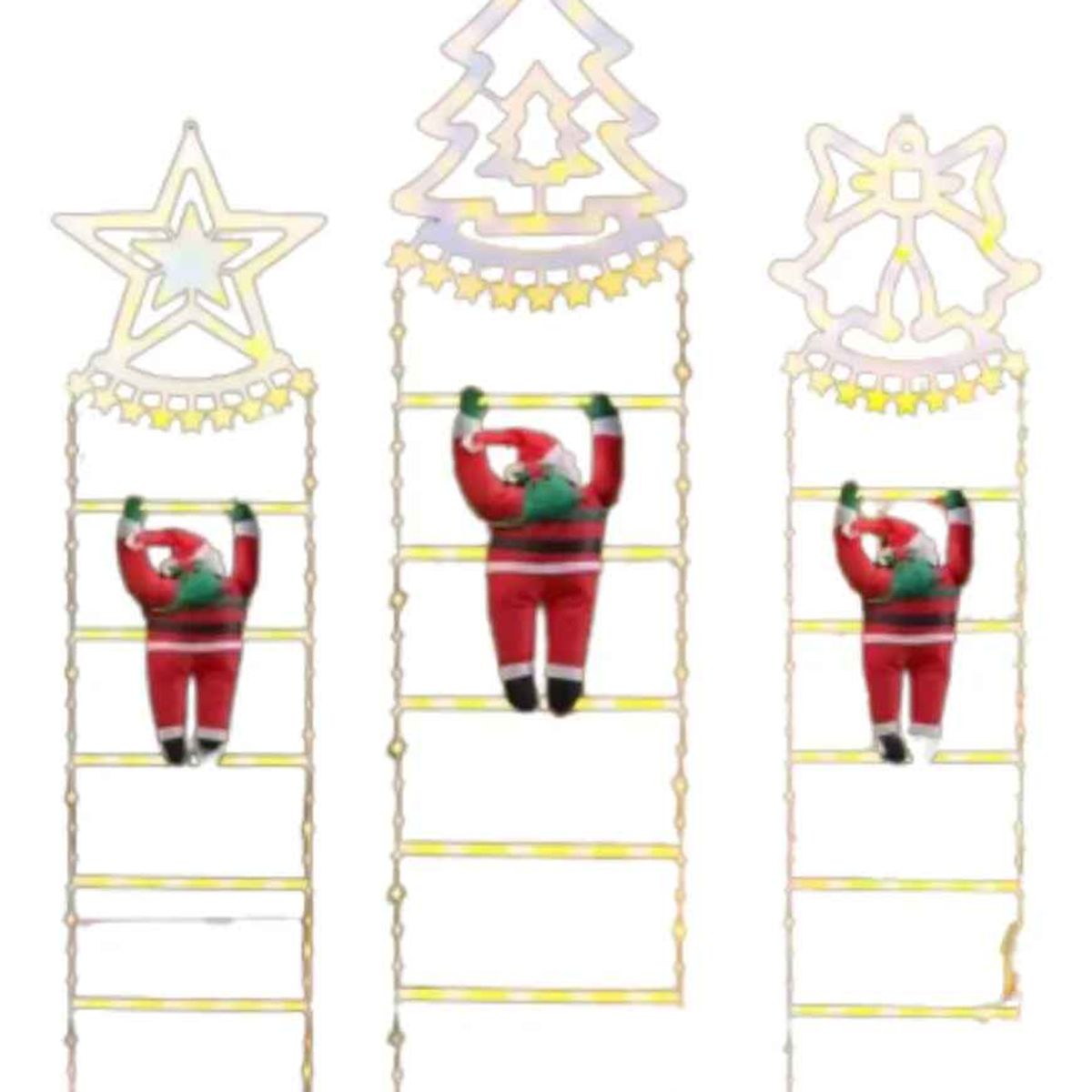 GENERICO - Escalera Viejito Pascuero Con Luces Led Solar 160cm Navidad campana calida