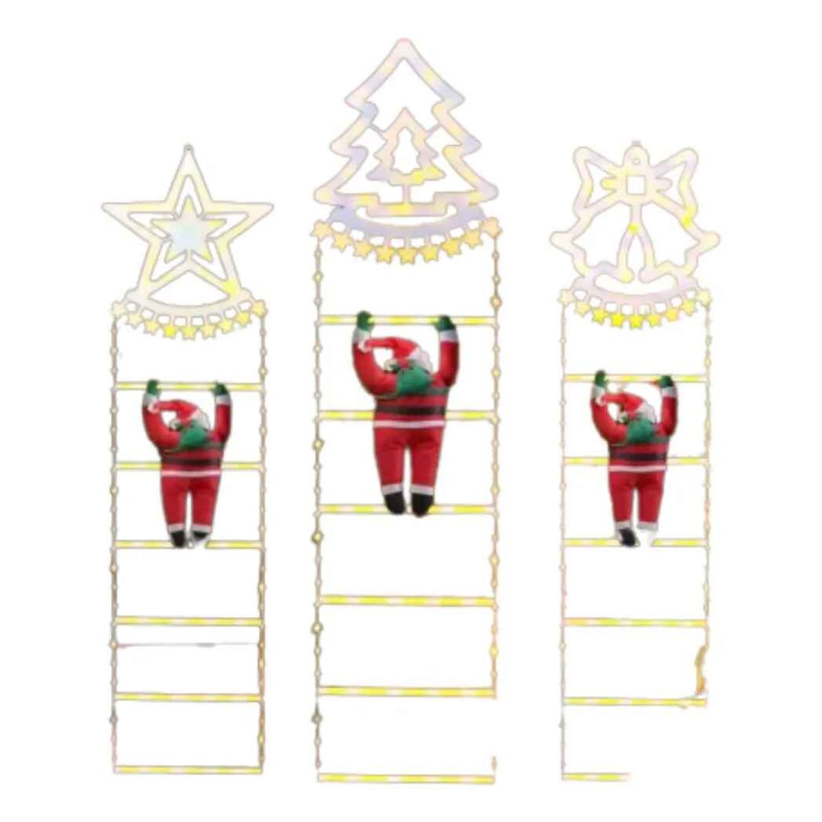 GENERICO - Escalera Viejito Pascuero Con Luces Led Solar 160cm Navidad campana calida