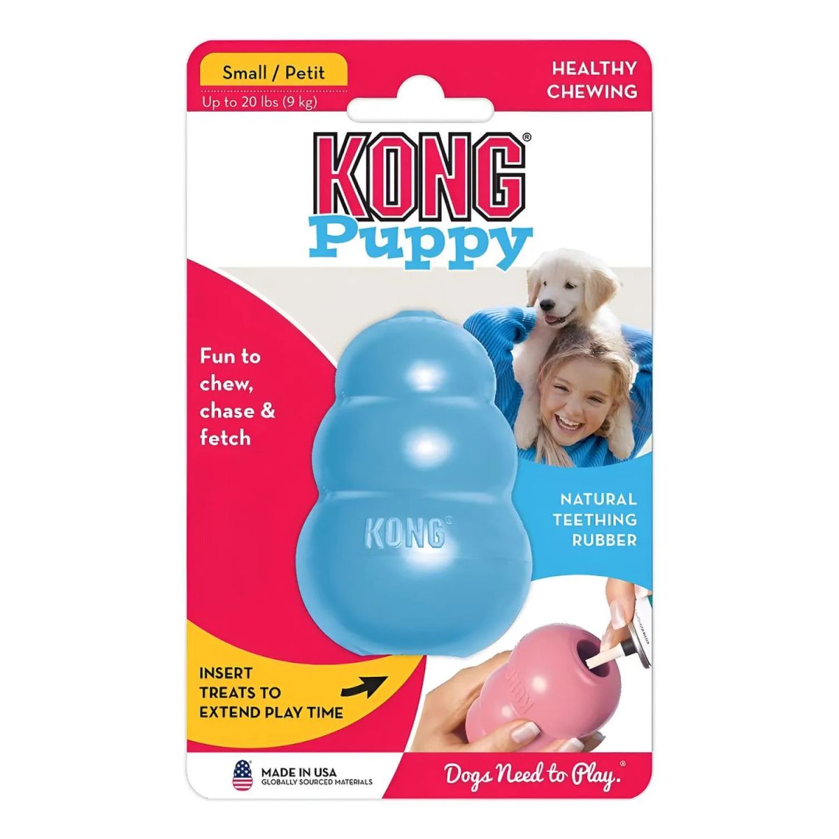 KONG - Juguete Kong Puppy Para Perros Cachorros Talla S Hasta 9 Kg - Celeste