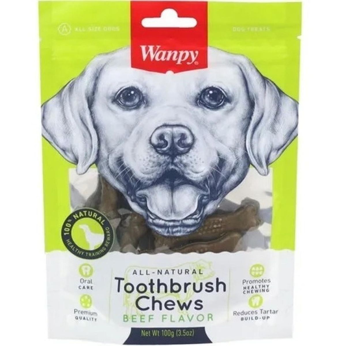 SNAK - Cuidado Bucal Masticable Para Perro Wanpy Sabor Vacuno 100g