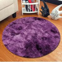 ALFOMBRA PELUDA REDONDA DE 150CM DE DIAMETRO COLOR MORADO JASPIADO