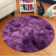 DIANA - ALFOMBRA PELUDA REDONDA DE 150CM DE DIAMETRO COLOR MORADO JASPIADO