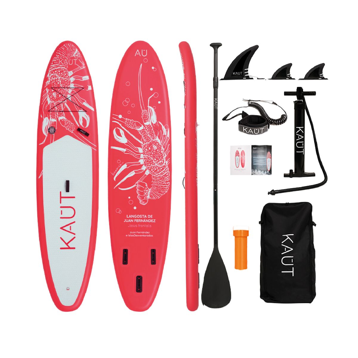 KAUT - Stand Up Paddle Inflable 11´ 6 Triple Quilla Capa Reforzada - Langosta