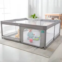 HOMEBRANDT - Corral Infantil Armable Malla Y Tela Oxford 180x200cm