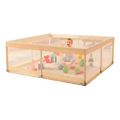 HOMEBRANDT - Corral Infantil Armable Malla Y Tela Oxford 180x200cm Beige