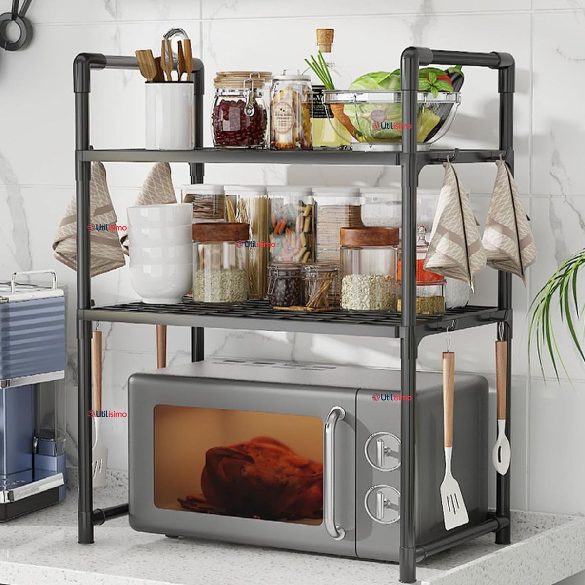 LINE - Estante Repisa Microondas de 3 Niveles Rack Organizador Multiuso Cocina