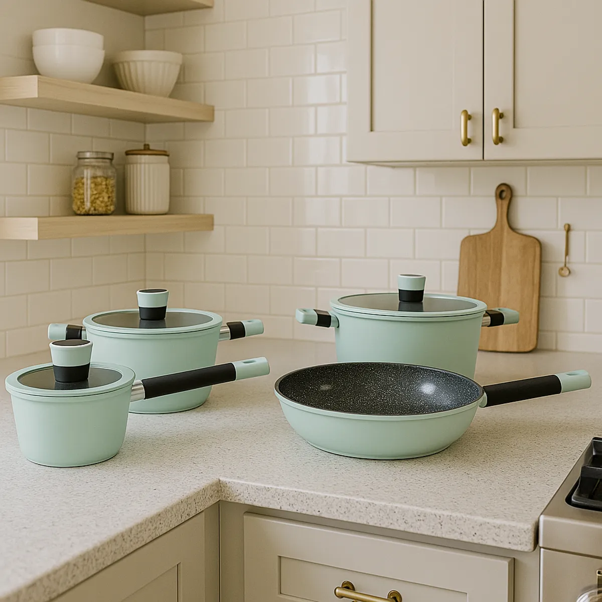 KITCHENWARE - BATERIA DE COCINA 7 PIEZAS SOHO MINT ALUMINIO FORJADO