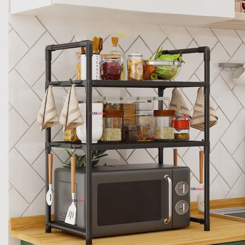 LINE - Estante Repisa Microondas de 3 Niveles Rack Organizador Multiuso Cocina