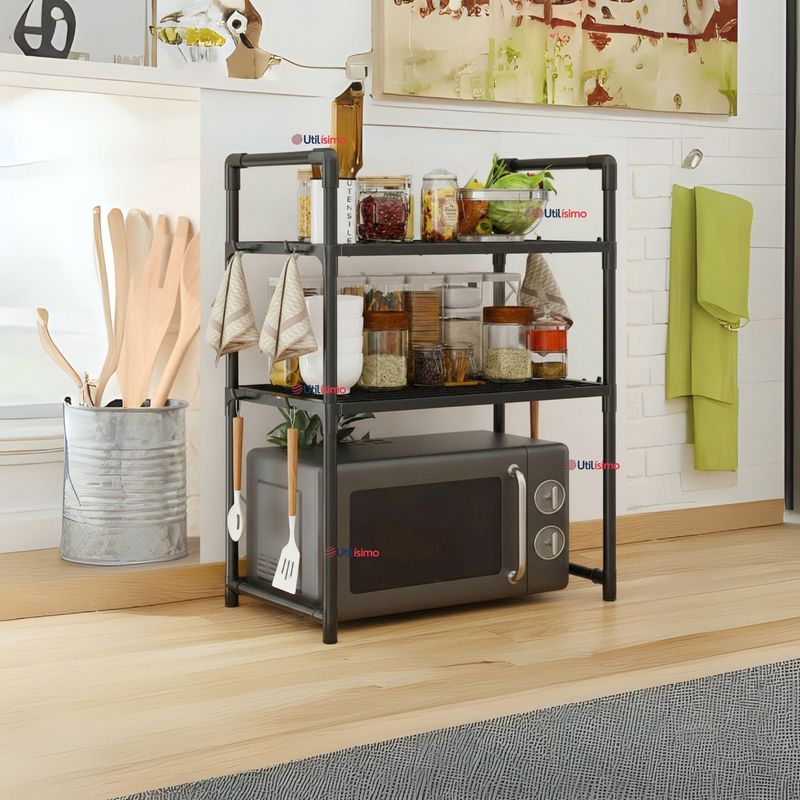 LINE - Estante Repisa Microondas de 3 Niveles Rack Organizador Multiuso Cocina