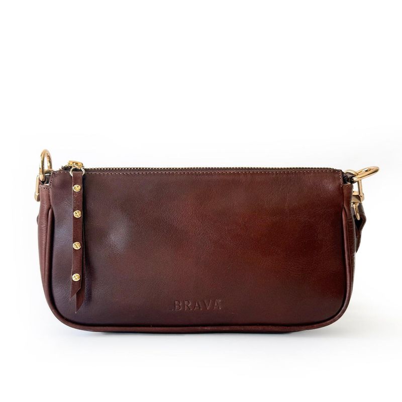 BRAVA - Cartera de cuero modelo AMANDA Café