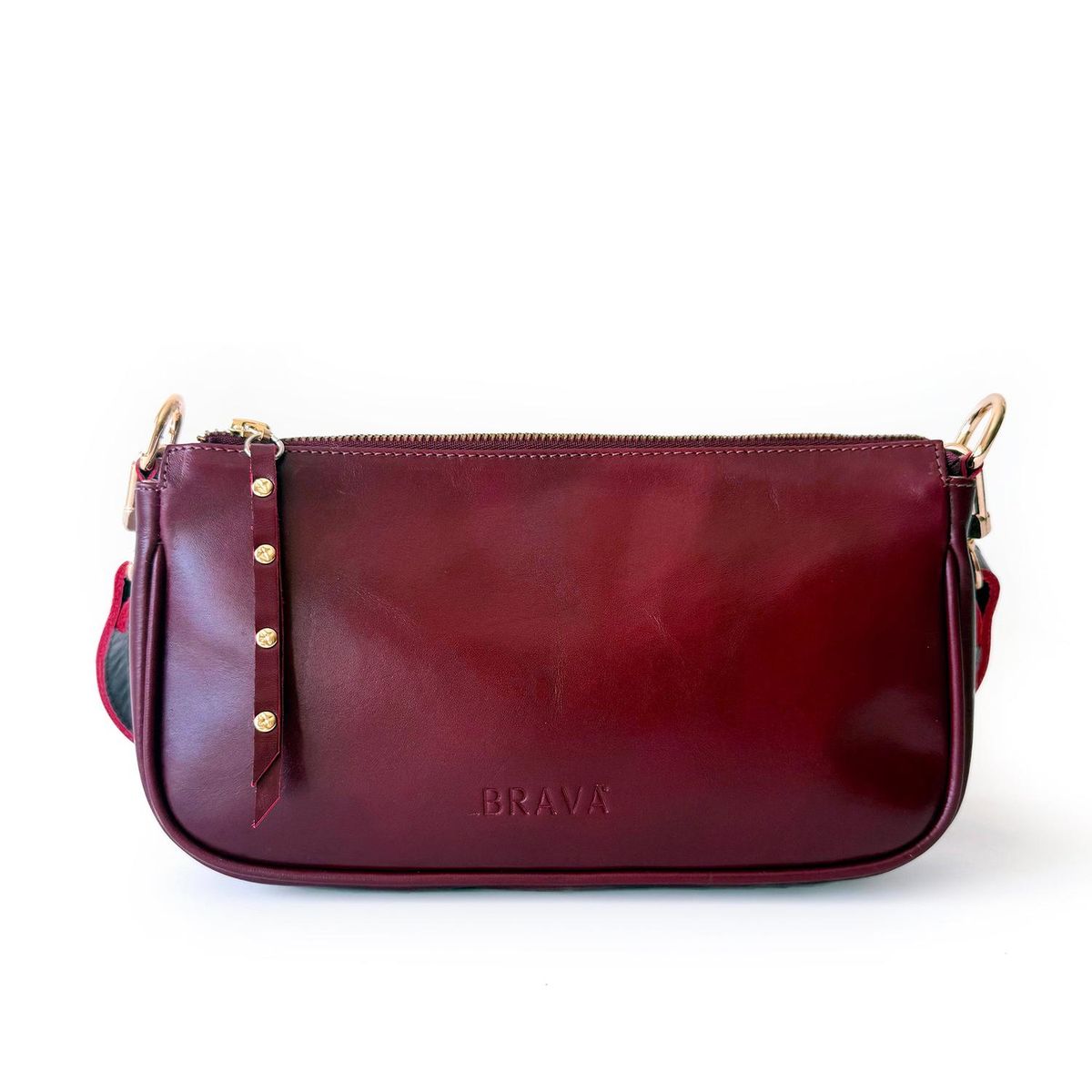 BRAVA - Cartera de cuero modelo AMANDA Burdeos