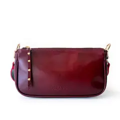 BRAVA - Cartera de cuero modelo AMANDA Burdeos