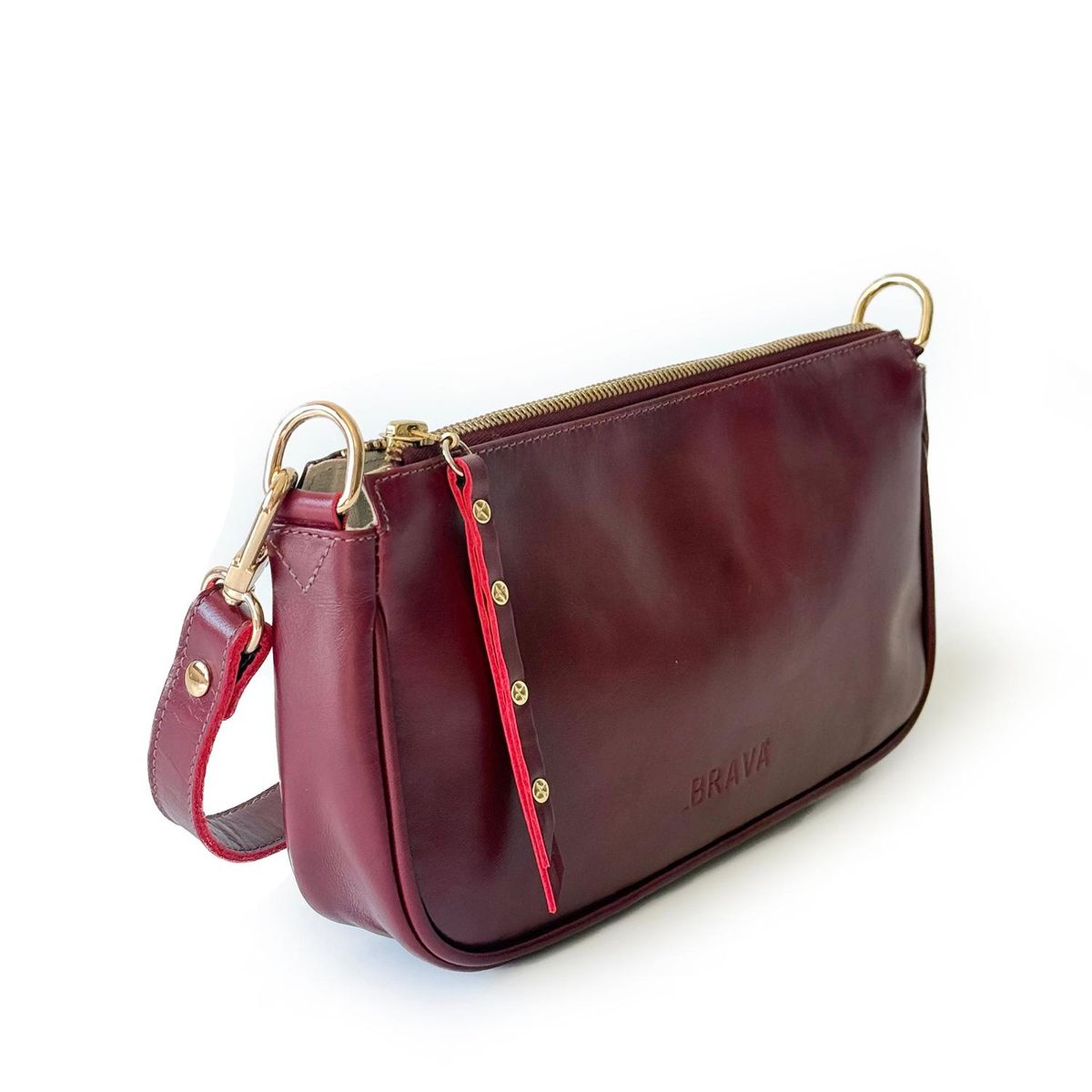 BRAVA - Cartera de cuero modelo AMANDA Burdeos