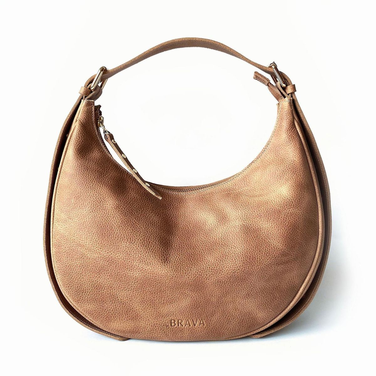 BRAVA - Cartera de cuero modelo ISIDORA Tostado