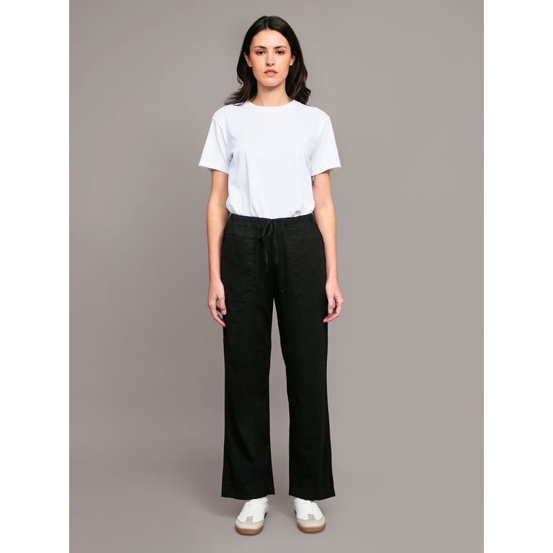 CALVIN KLEIN - Pantalón de Lino Pull On Negro Calvin Klein