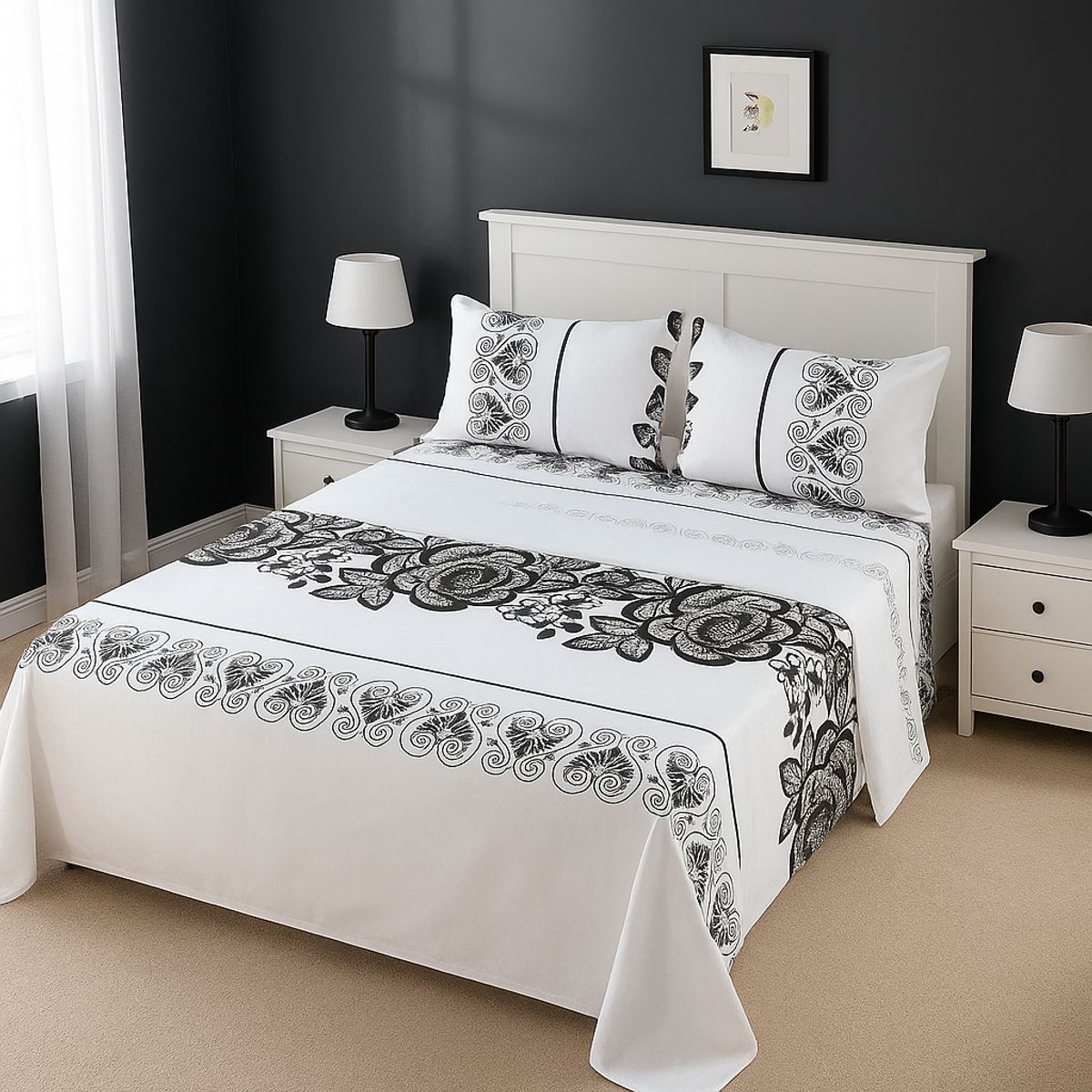 ARMONIA - diseño 769 juego de sábanas KING 2½ P clásicas 144 hilos