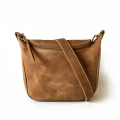 BRAVA - Bandolera de cuero modelo FELICIA Tostado