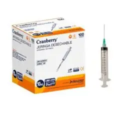 CRANBERRY - Jeringa Desechable con Aguja Luer Lock 10 mL