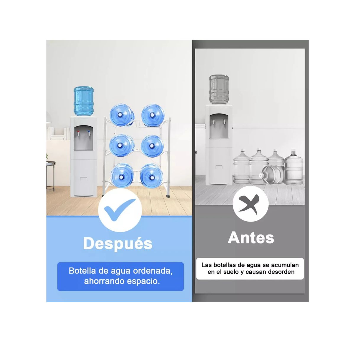 GENERICO - Estante Organizador Rack 6 Botellones Bidones Agua 20lt