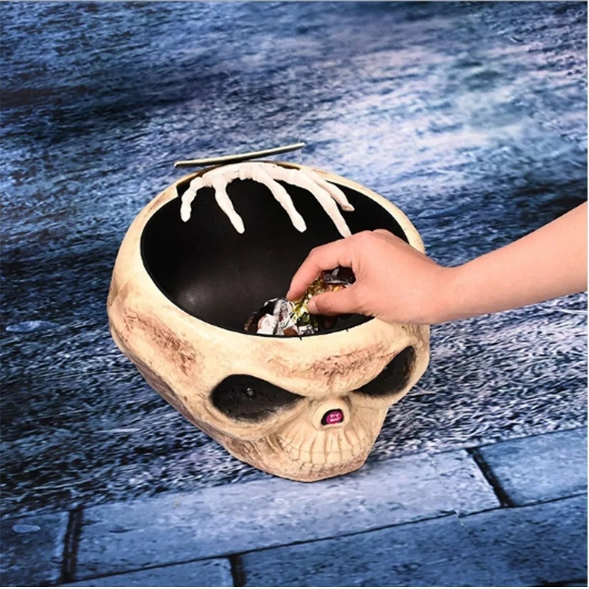GENERICO - Bowl Dulces Calavera Halloween Mano De Huesos Movimiento