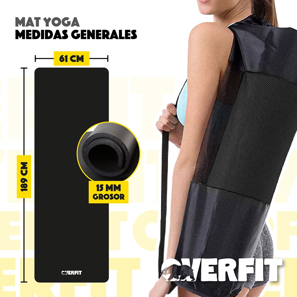 OVERFIT - Mat Yoga Nbr 15mm Overfit Ejercicio Alfombra Antideslizante