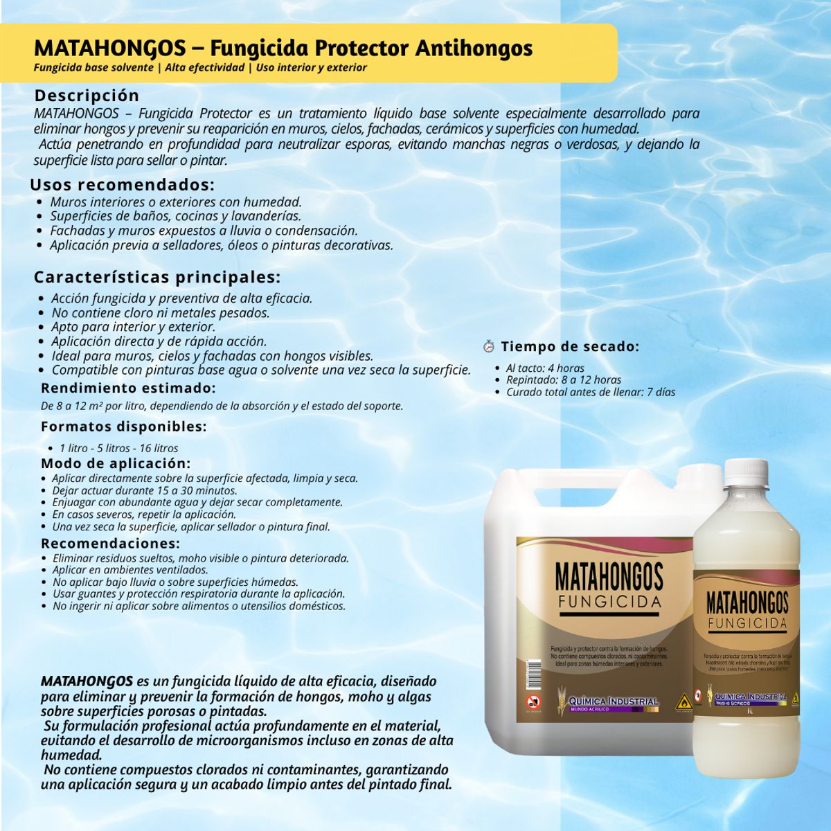 GENERICO - MATAHONGOS – Fungicida Protector Antihongos - 5 LITRO