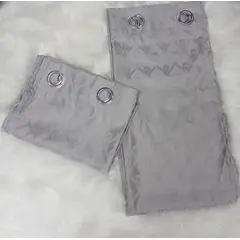 DIANA - CORTINAS DE SATIN OJALES METALICOS 140CM X 230CM 2 PAÑOS COLOR GRIS CON DISEÑO