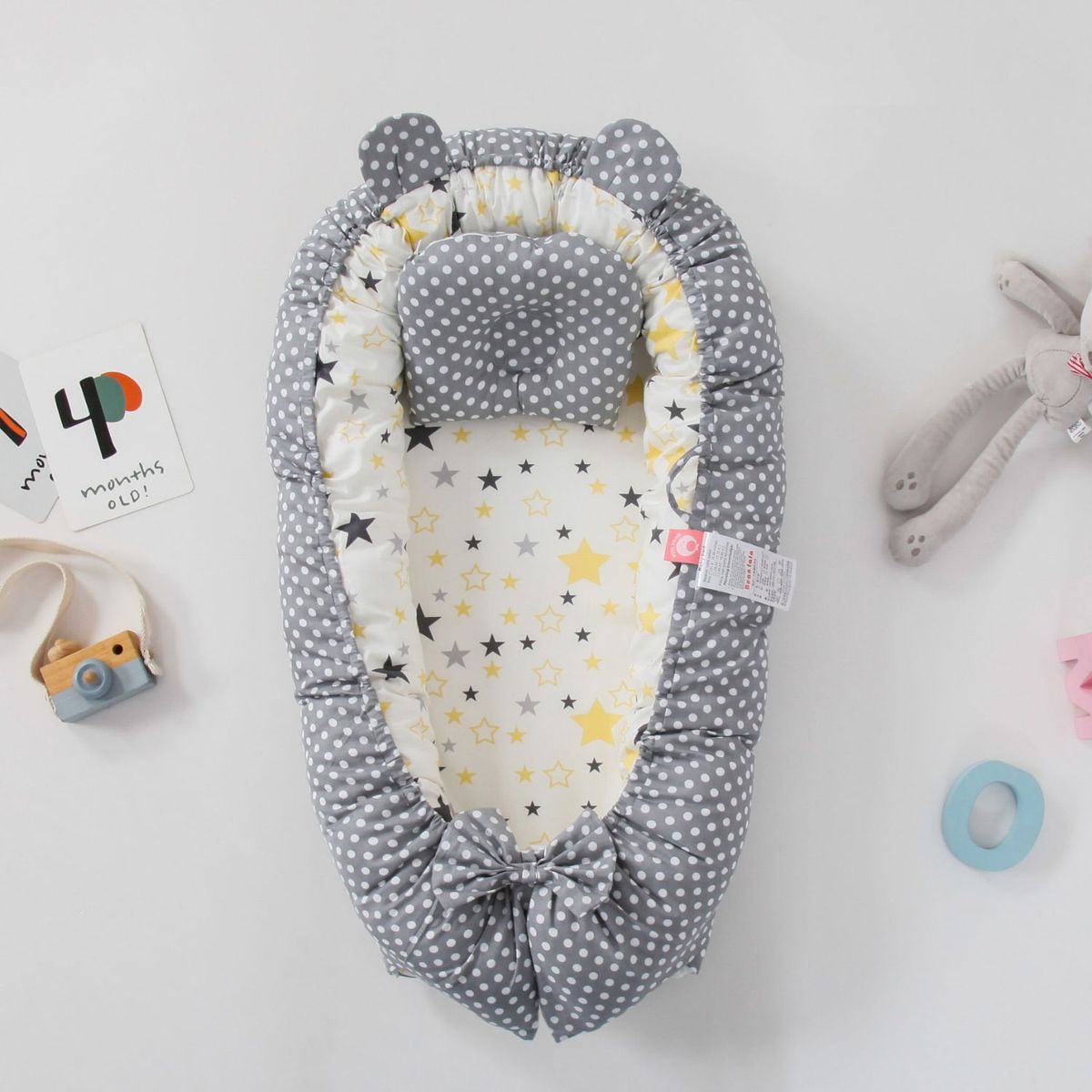BABYLUNA - Nido Colecho Premium Cuna Portátil con Almohada Gris