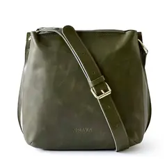 BRAVA - Bandolera de cuero modelo AMELIA Oliva