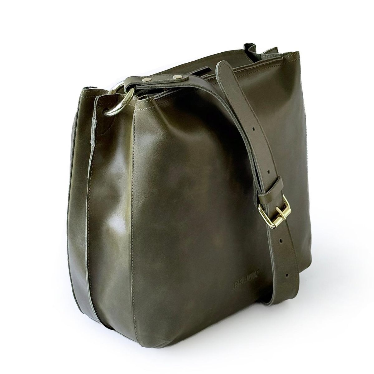 BRAVA - Bandolera de cuero modelo AMELIA Oliva