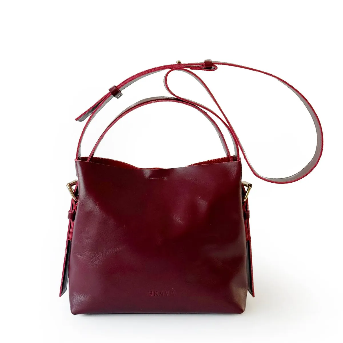 BRAVA - Cartera de cuero modelo PAULA Burdeos