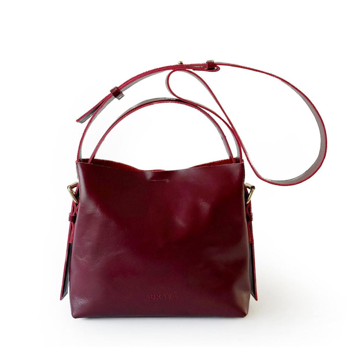 BRAVA - Cartera de cuero modelo PAULA Burdeos