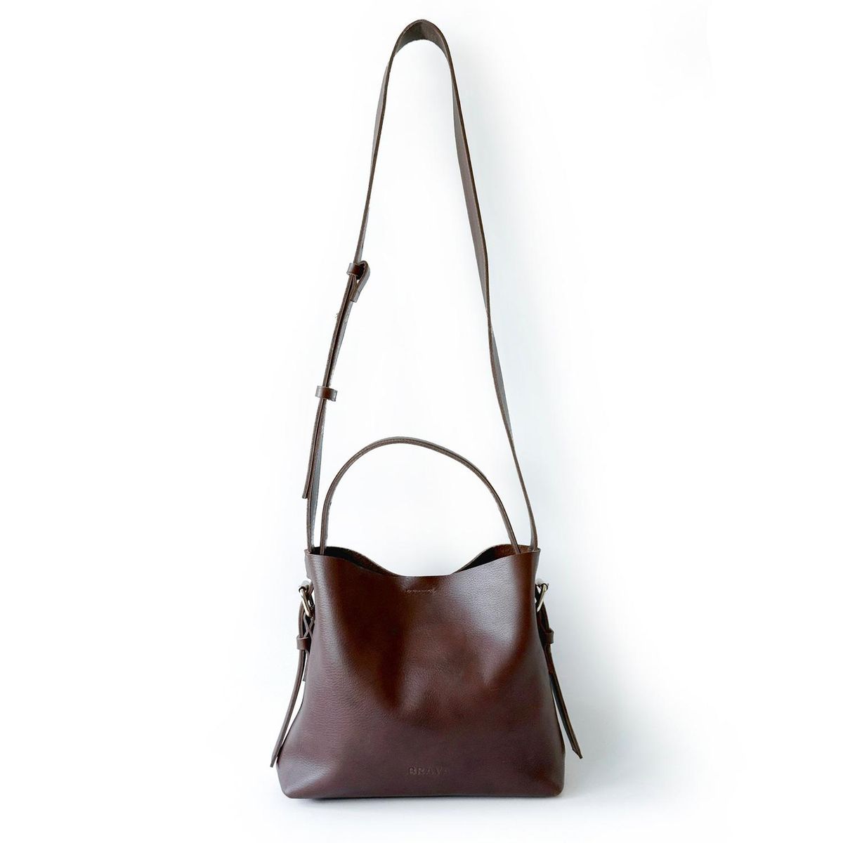 BRAVA - Cartera de cuero modelo PAULA Café