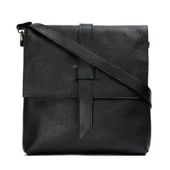 BRAVA - Bandolera de cuero modelo PAZ negro