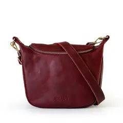 BRAVA - Bandolera de cuero modelo FELICIA Burdeos