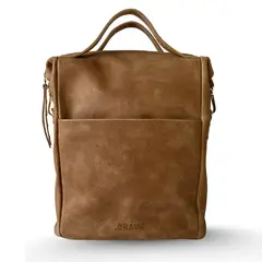 BRAVA - Mochila de cuero modelo MATILDE Tostado