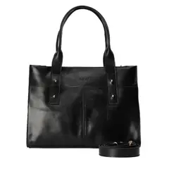 BRAVA - Cartera ejecutiva de cuero modelo ALFONSINA Negro