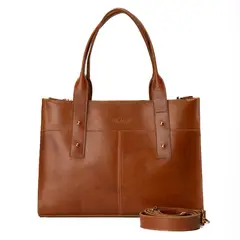 BRAVA - Cartera ejecutiva de cuero modelo ALFONSINA Castaño