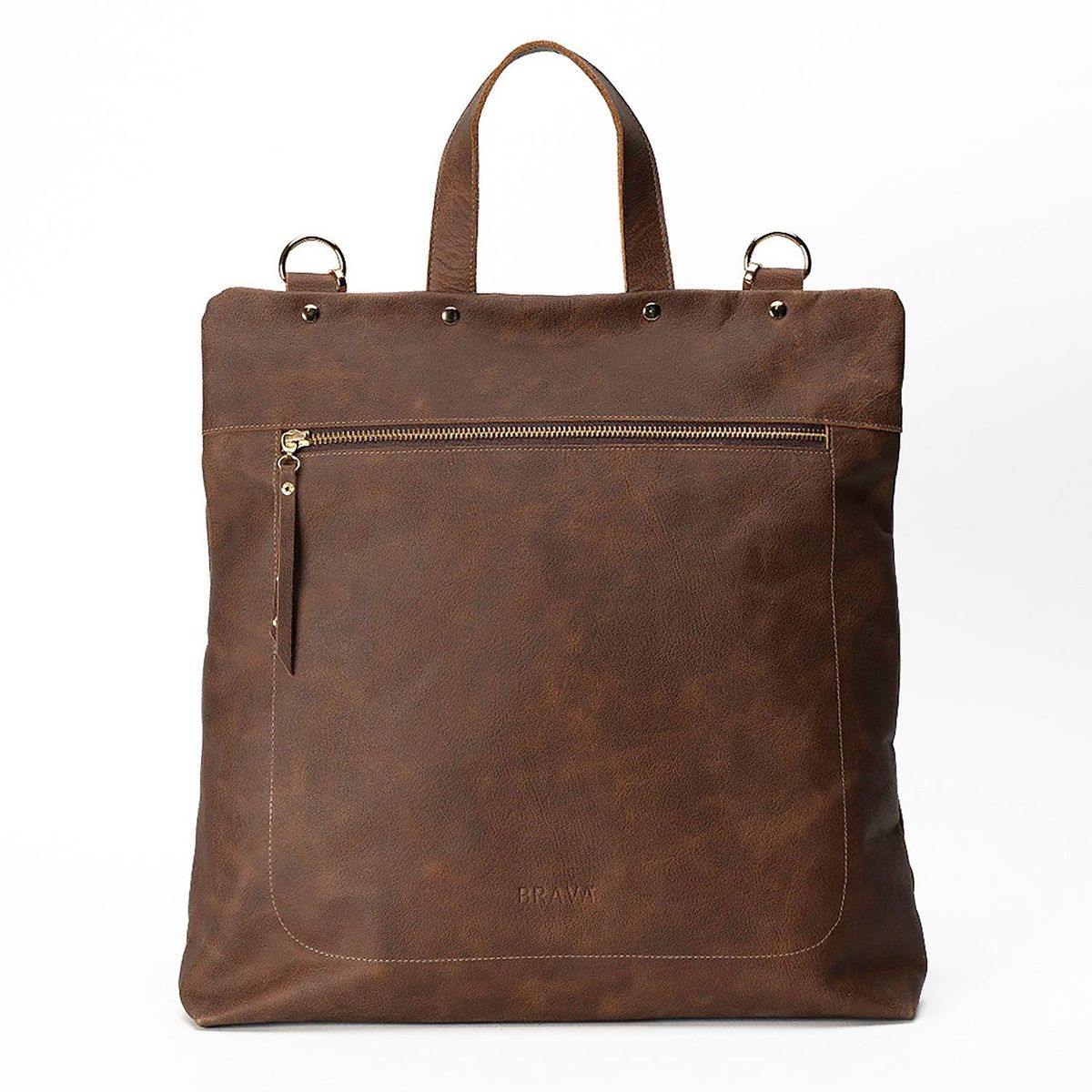 BRAVA - Mochila de cuero modelo EMILY Trufa