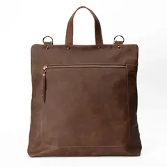 BRAVA - Mochila de cuero modelo EMILY Trufa