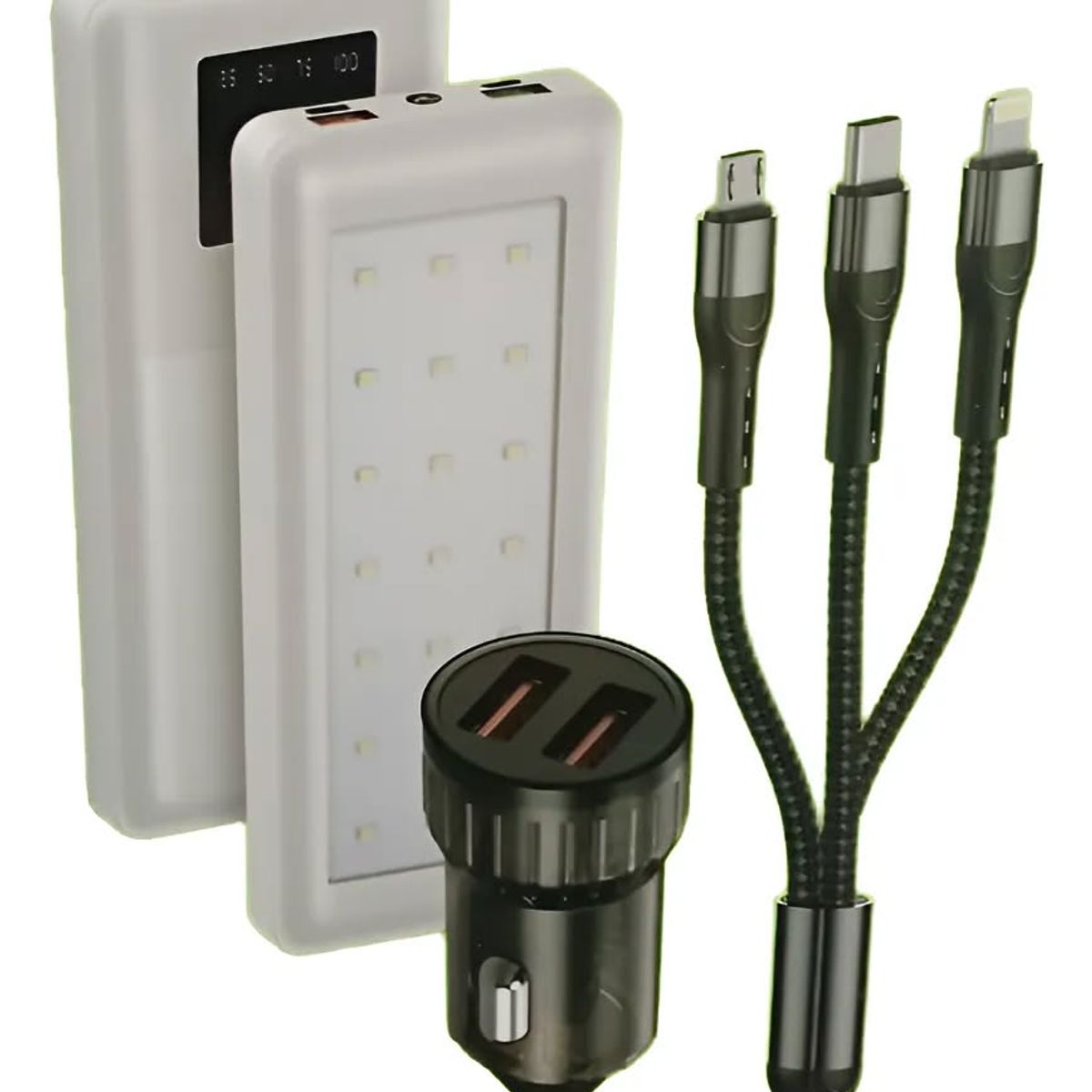 GENERICO - Cargador externo 22000 mah + cable carga multiple+linterna usb