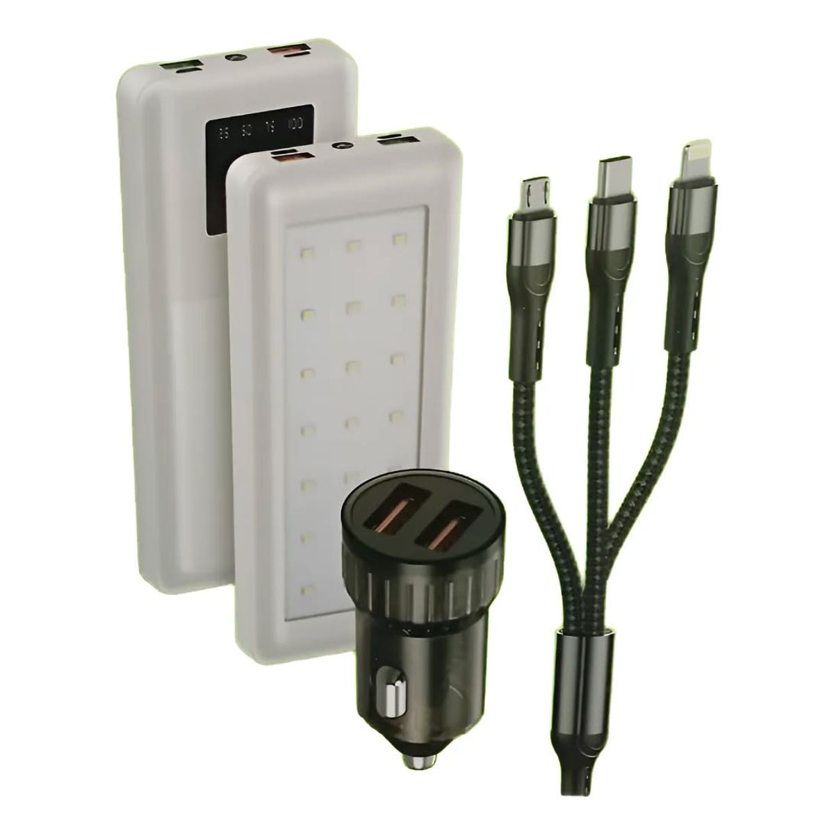 GENERICO - Cargador externo 22000 mah + cable carga multiple+linterna usb