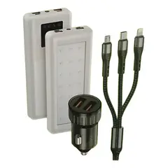 GENERICO - Cargador externo 22000 mah + cable carga multiple+linterna usb