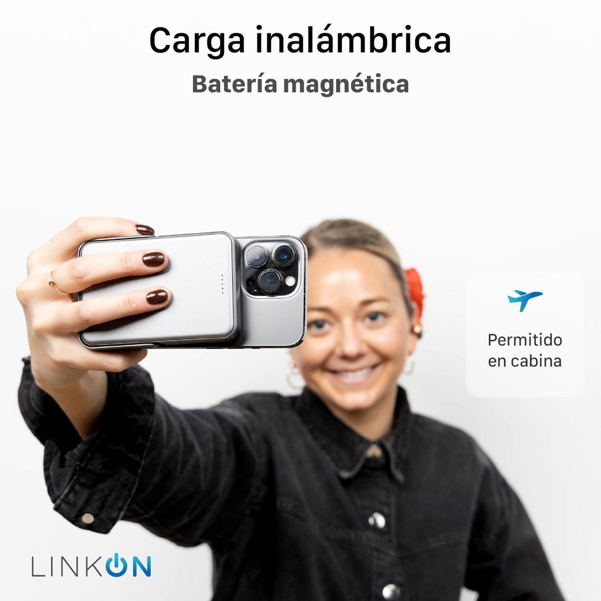 LINKON - Bateria Externa Cargador iPhone Portatil Linkon Magsafe - Gris oscuro