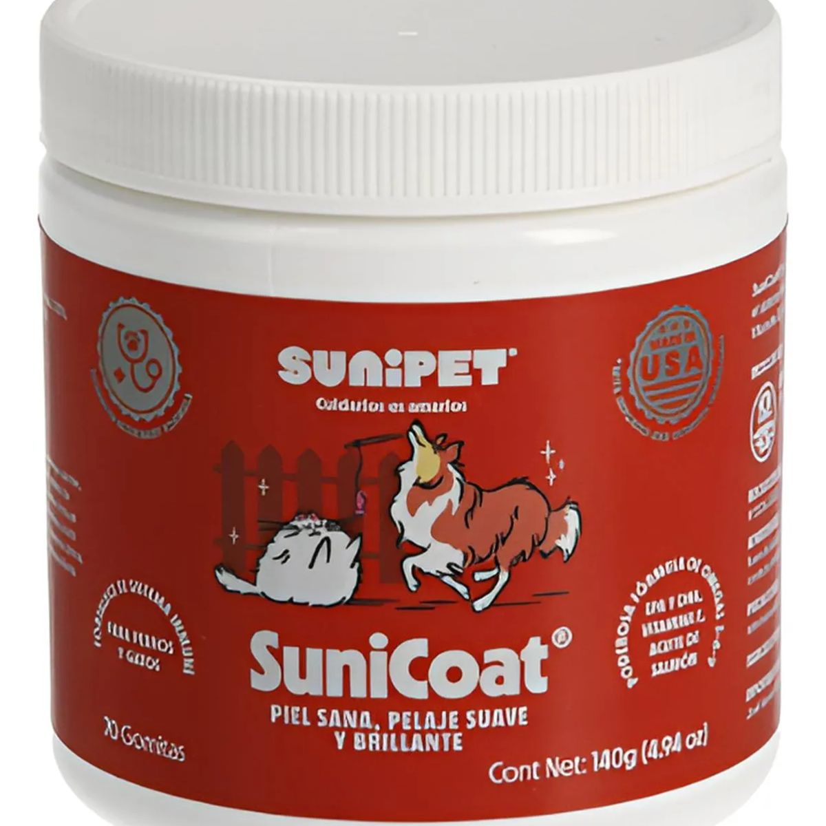 SUNIPET - Sunicoat Suplemento Piel Pelaje Sano Para Perros Gatos 140g