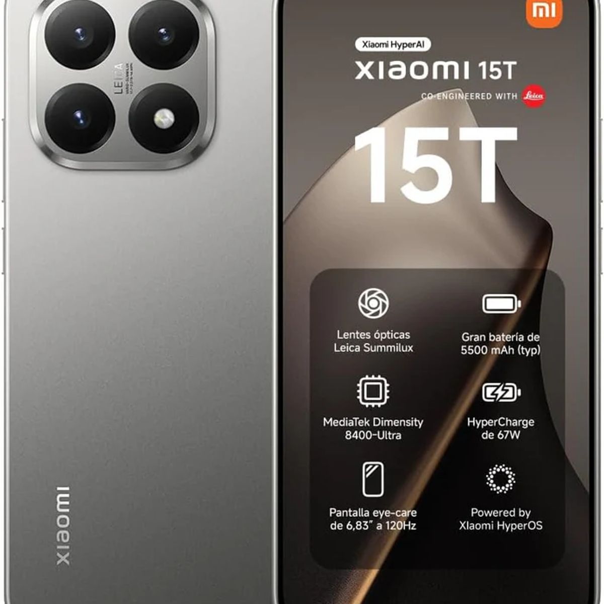 XIAOMI - Xiaomi 15T  12G RAM+ 512G Triple Cámara Leica Resistente agua IP68  Gray.